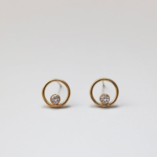 K14gf circle zirconia pierce