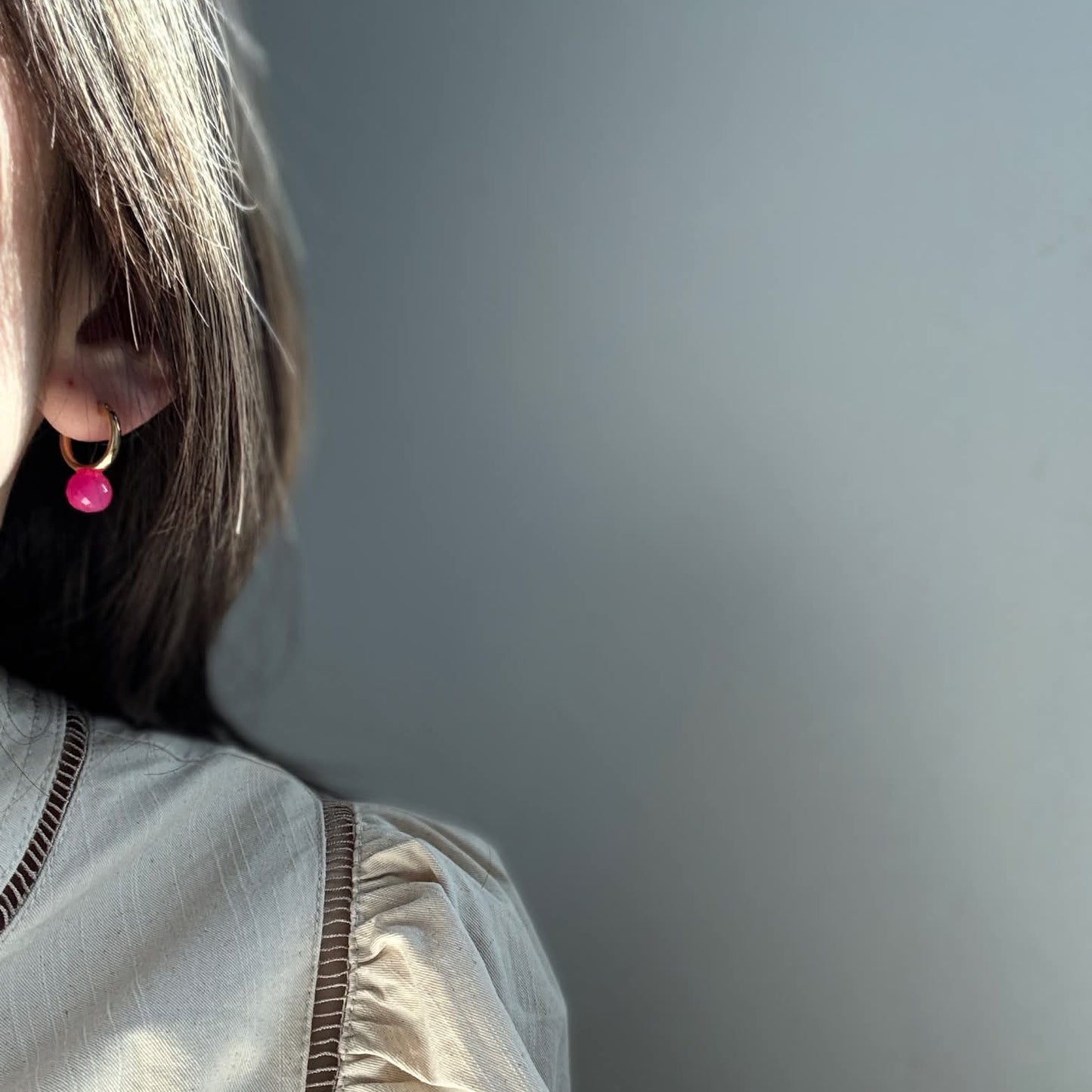 Quiet Stone Hoop earring