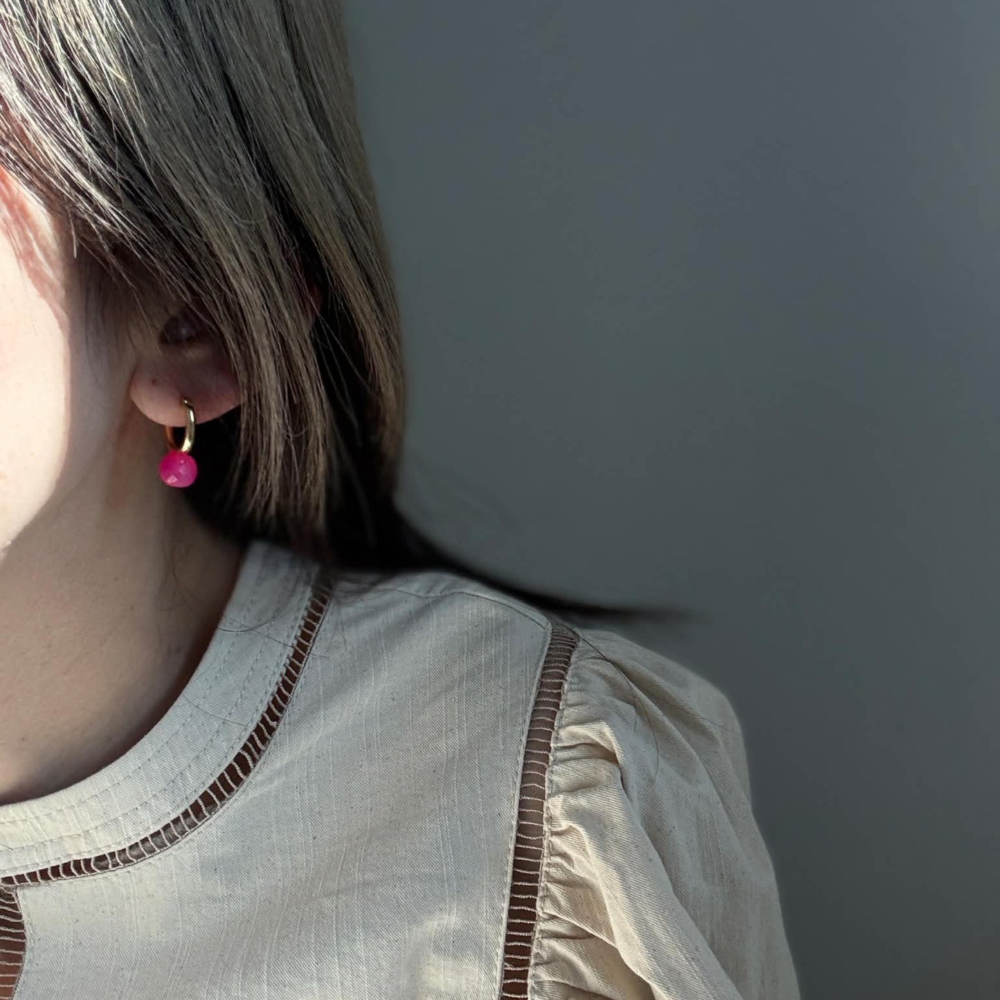 Quiet Stone Hoop earring