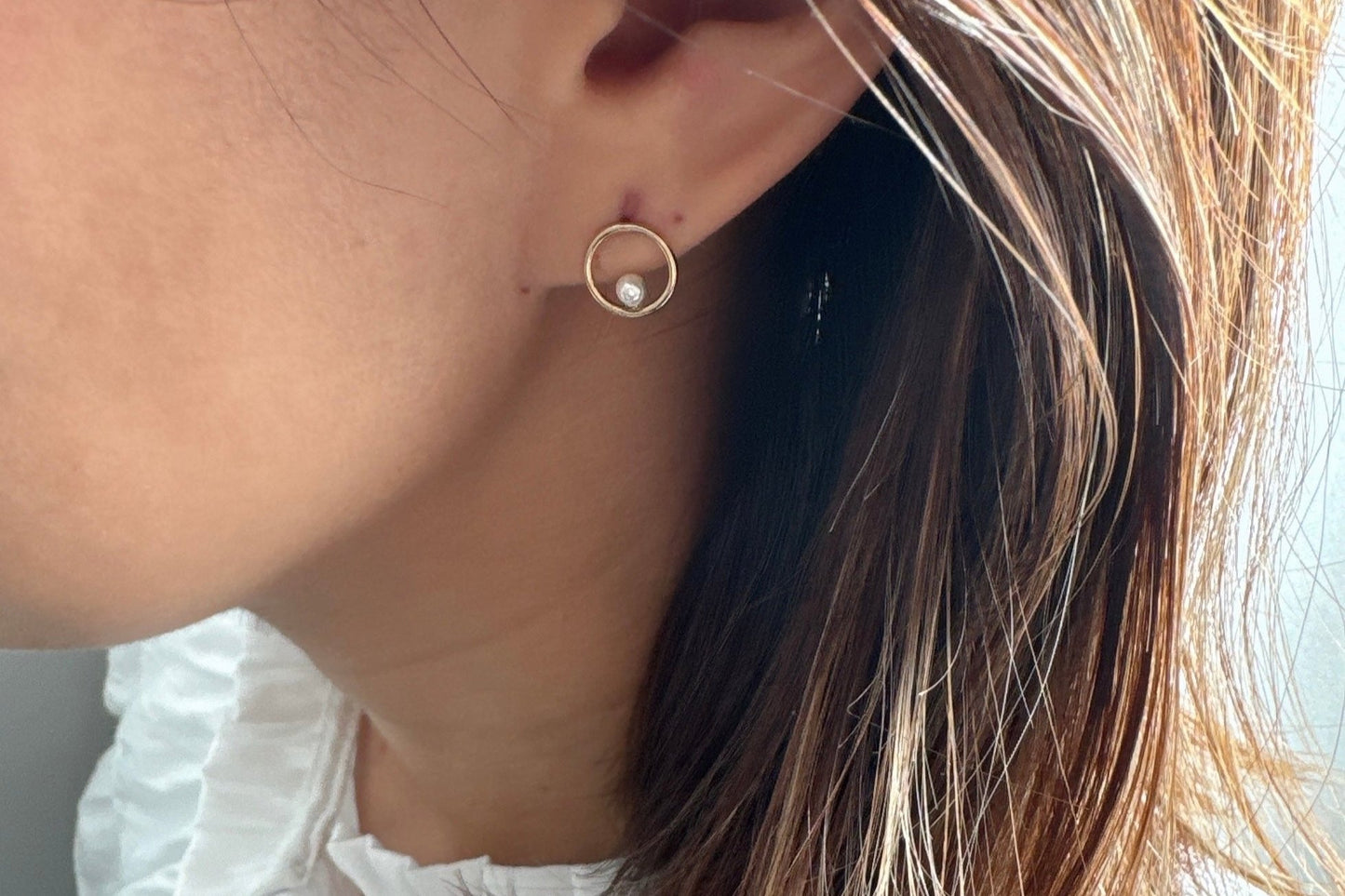 K14gf circle pearl pierce